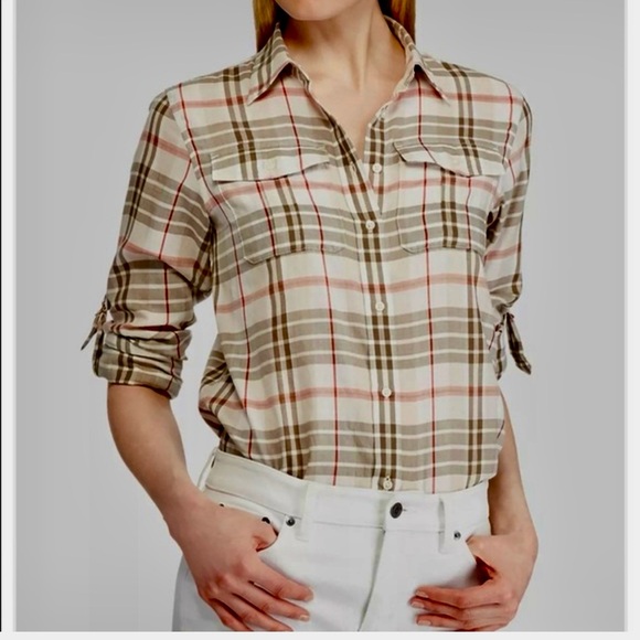 Lauren Ralph Lauren Tops - Lauren Ralph Lauren Plaid Button Down Roll Tab Top